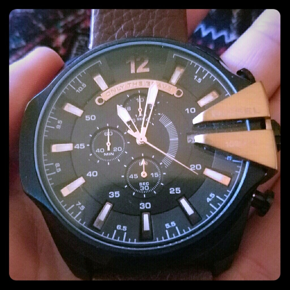 Diesel 10Bar Stainless Steel 59x51mm leather watch
